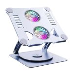 VST619 Aluminum Laptop Stand Radiator + Dual Fan Cooling – Portable, Ergonomic & Adjustable Support for 10–17″ Laptops - Price In in Oman