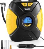 WindGallop 12V Portable Digital Tire Inflator – 150 PSI Air Compressor with Auto Shut-Off & LED Light –