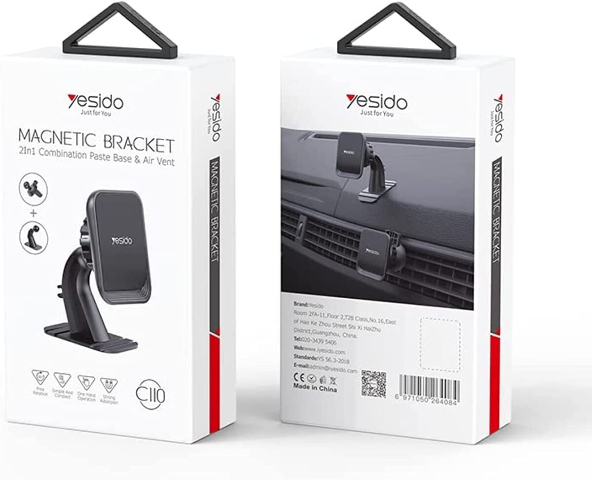 Yesido C110 Magnetic 360° Car Phone Holder – Dashboard & Vent Mount, N50 Magnet, Cable Clip – - Image 6