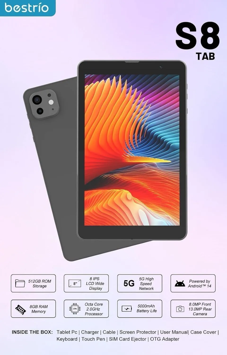 Bestrio Tablet 8 Inches S8 in Oman – Complete Bundle with Keyboard - Image 2