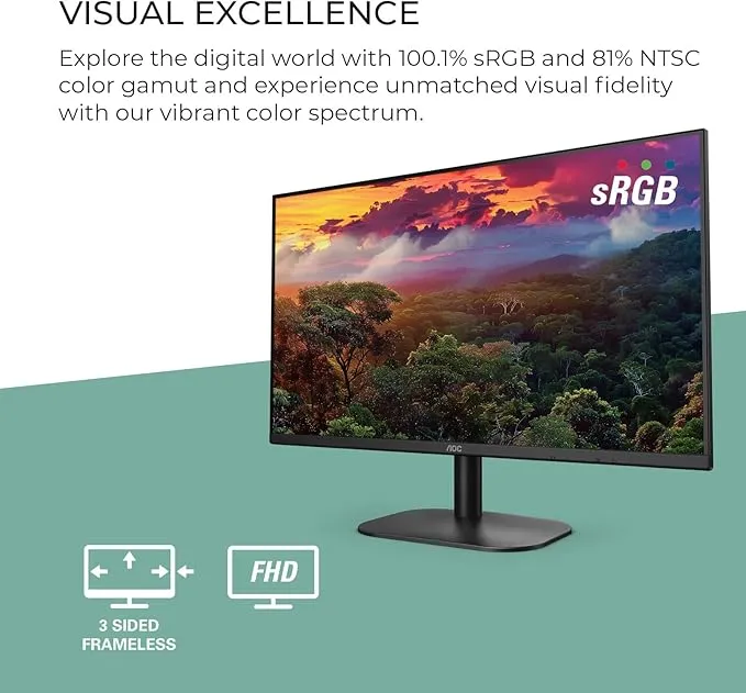 AOC 24” Frameless IPS Monitor in Oman – Stunning Full HD Visual Experience - Image 3