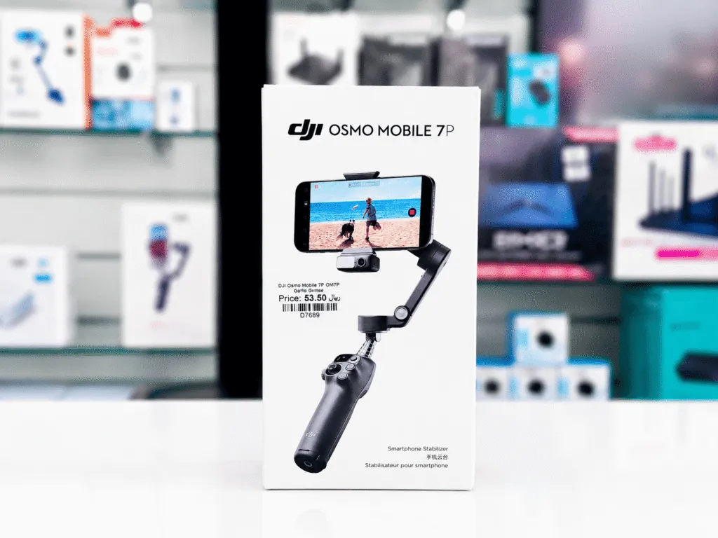 DJI Osmo Mobile 7P smartphone gimbal stabilizer box in Sky Gadgets, priced at 53.50 OMR- Mobile & Tablet Accessories in Oman