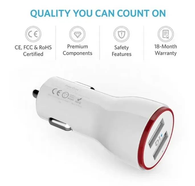 Anker Power Drive 2Port 24W Car Charger in Oman – Fast Charging Bundle - Image 3