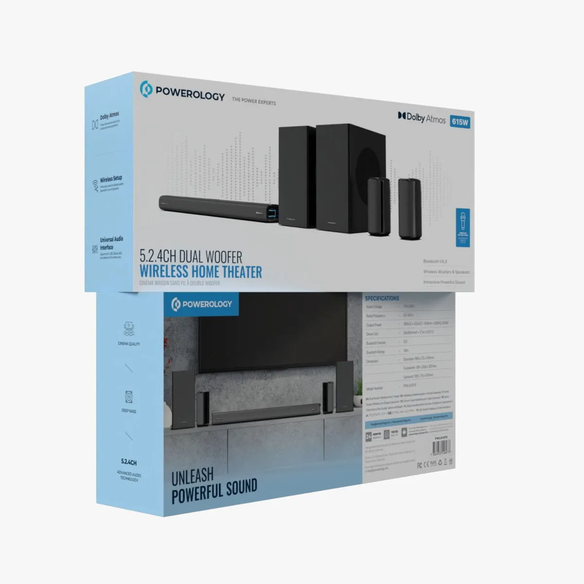 Powerology 5.2.4CH Dual Woofer Wireless Home Theater in Oman – Immersive Surround Sound - Image 4