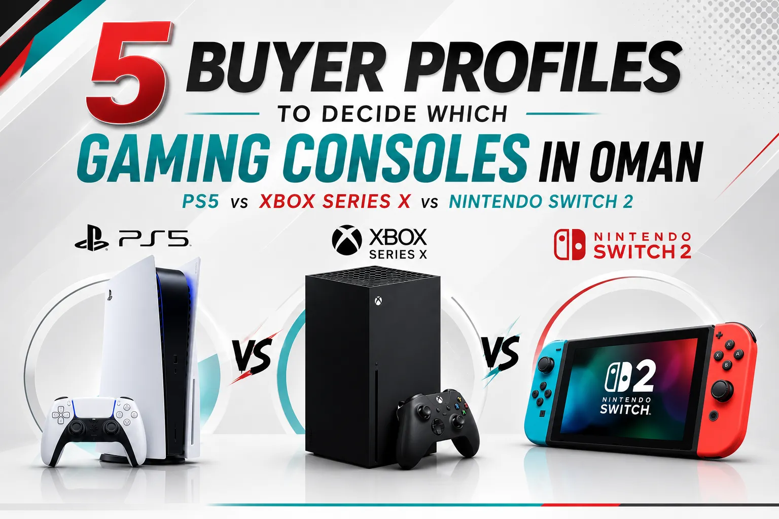 PS5 vs Xbox Series X vs Nintendo Switch 2 gaming consoles in Oman by Sky Gadgets