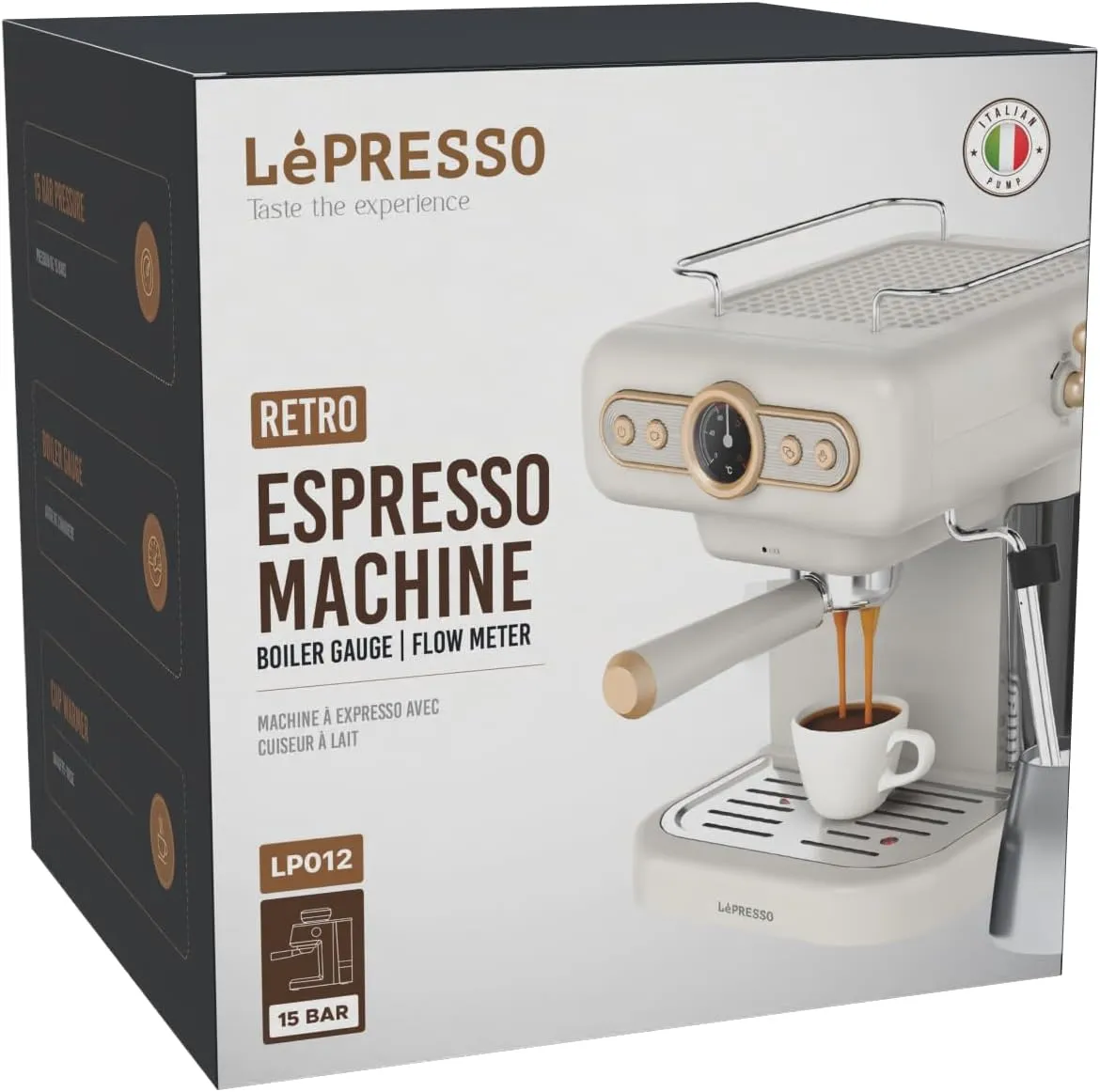 LePresso Retro Espresso Machine Boiler Gauge And Milk Steamer in Oman – Café-Style Brewing - Image 3