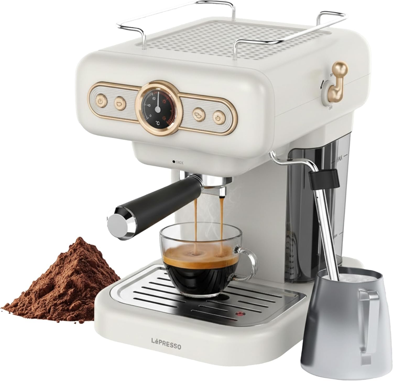 LePresso Retro Espresso Machine Boiler Gauge And Milk Steamer in Oman – Café-Style Brewing LePresso Retro Espresso Machine Boiler Gauge And Milk Steamer in Oman – Café-Style Brewing - Image 1