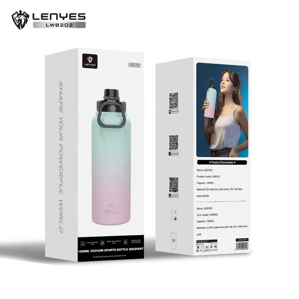 Lenyes 1000ML Vacuum Sports Bottle in Oman – Premium Insulated Stainless Steel Flask - Image 2