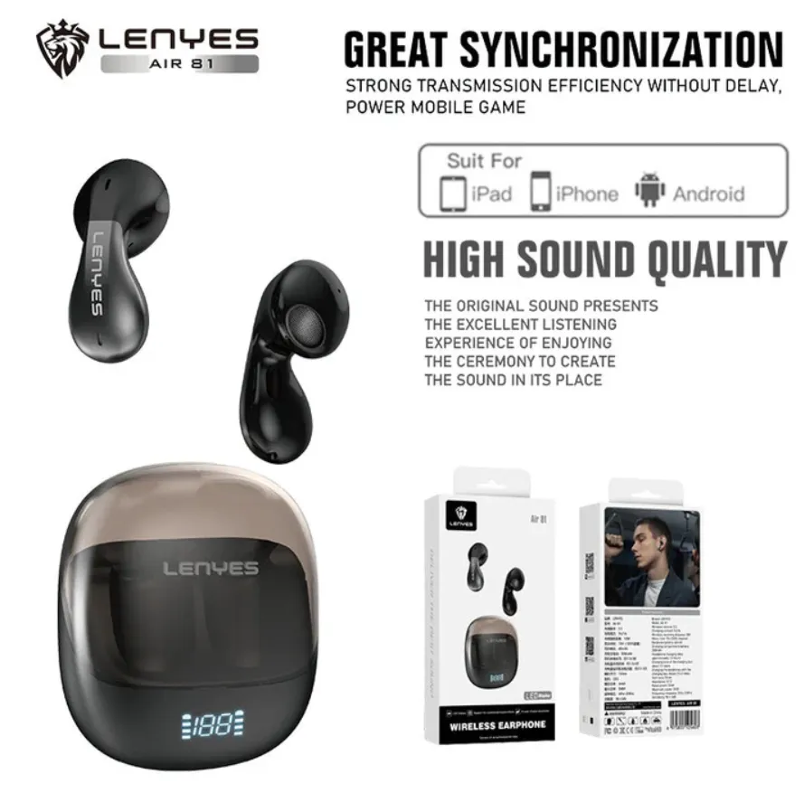 Lenyes Wireless Earphone LED Display Air 81 in Oman – Smart Audio & Long Battery - Image 2