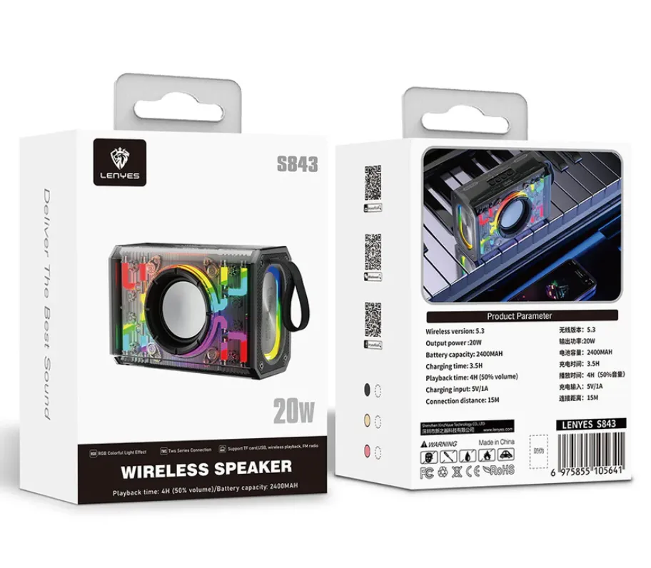 Lenyes Wireless RGB Speaker 20W in Oman – Powerful Stereo Sound & Dynamic Lights - Image 5