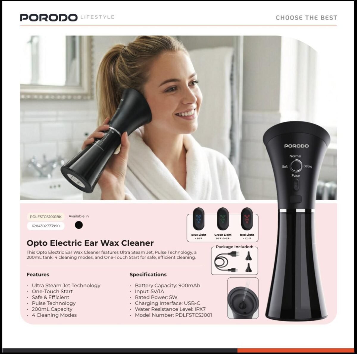 PORODO OPTO Electric Ear Wax Cleaner in Oman – Safe & Smart Ear Care - Image 5