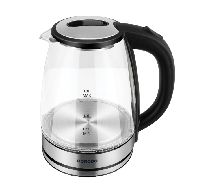 PORODO PYRO ELECTRIC GLASS KETTLE in Oman PORODO PYRO ELECTRIC GLASS KETTLE in Oman – Fast Boiling Premium Glass Design - Image 1