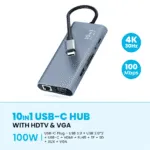 Pawa 10 in 1 USB Hub with 4K HDTV & VGA in Oman – Ultimate Connectivity Solution - Image 3