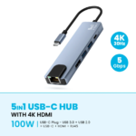 Pawa 5 in 1 USB C with 4K HDMI in Oman – Multiport Connectivity Hub - Image 3