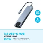 Pawa 7 in 1 USB C Hub with HDMI in Oman – Ultimate Multiport Adapter - Image 3