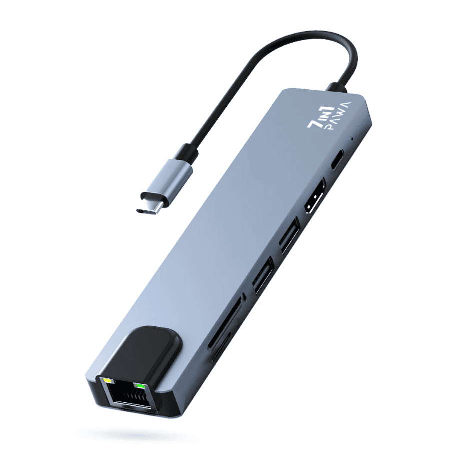 Pawa 7 in 1 USB C Hub with HDMI in Oman Pawa 7 in 1 USB C Hub with HDMI in Oman – Ultimate Multiport Adapter - Image 1