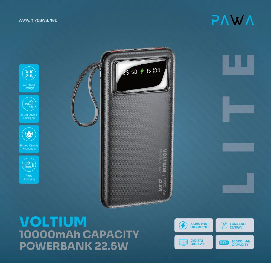 Pawa Lite Voltium 10000mAh 22.5W Powerbank in Oman – Fast Portable Charging - Image 3