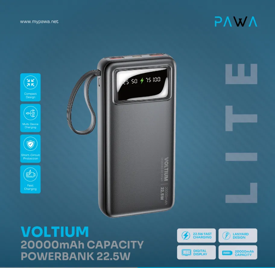 Pawa Lite Voltium 20000mAh 22.5W Powerbank in Oman – High-Capacity Fast Charging - Image 3