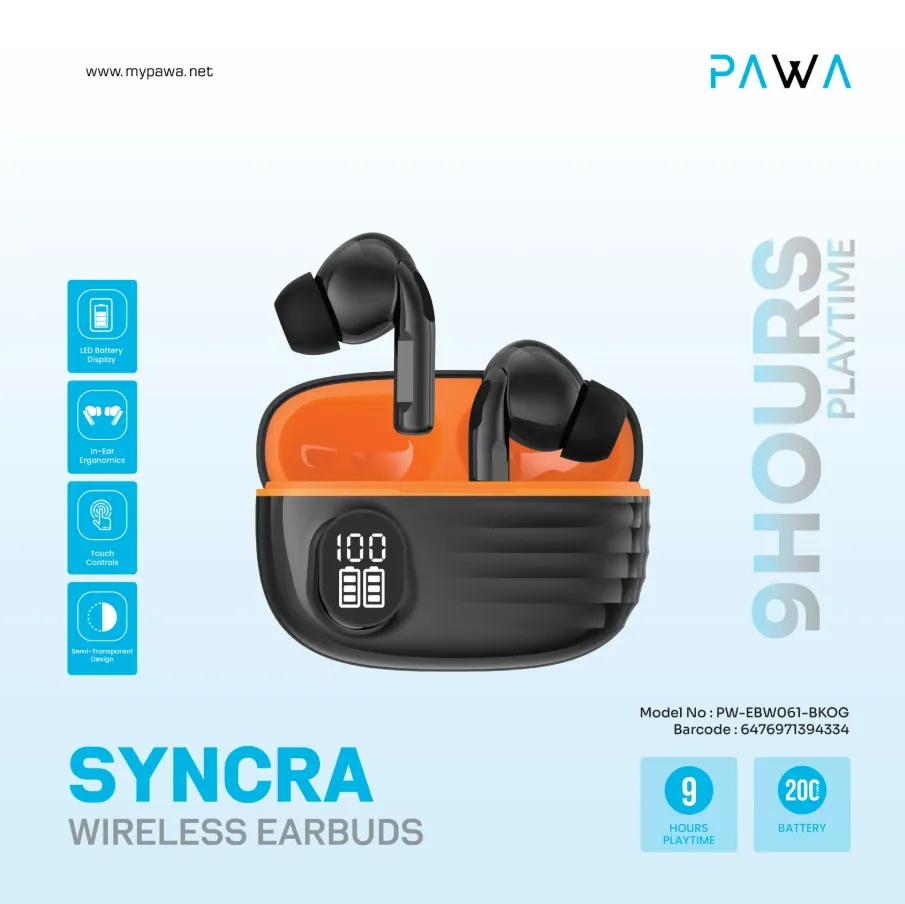 Pawa Syncra Wireless Earbuds in Oman – Crystal Clear Sound & All-Day Comfort - Image 4
