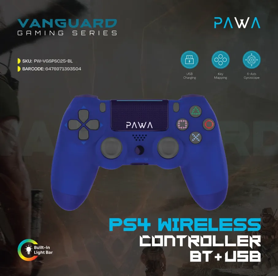 Pawa Vanguard Gaming Series PS4 Wireless Controller Bt+Usb VGS in Oman – Precision Gaming Control - Image 3