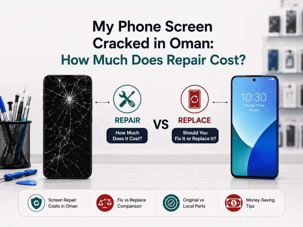 Phone screen repair cost in Oman repair vs replace guide by Sky Gadgets