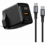 Porodo GaN 65W Multi Port Wall Charger with Type-C to Type-C Cable in Oman – Fast Charging Solution