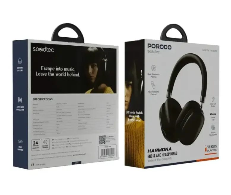 Porodo Harmone ENC & ANC Headphone in Oman – Premium Noise Cancelling Audio - Image 3