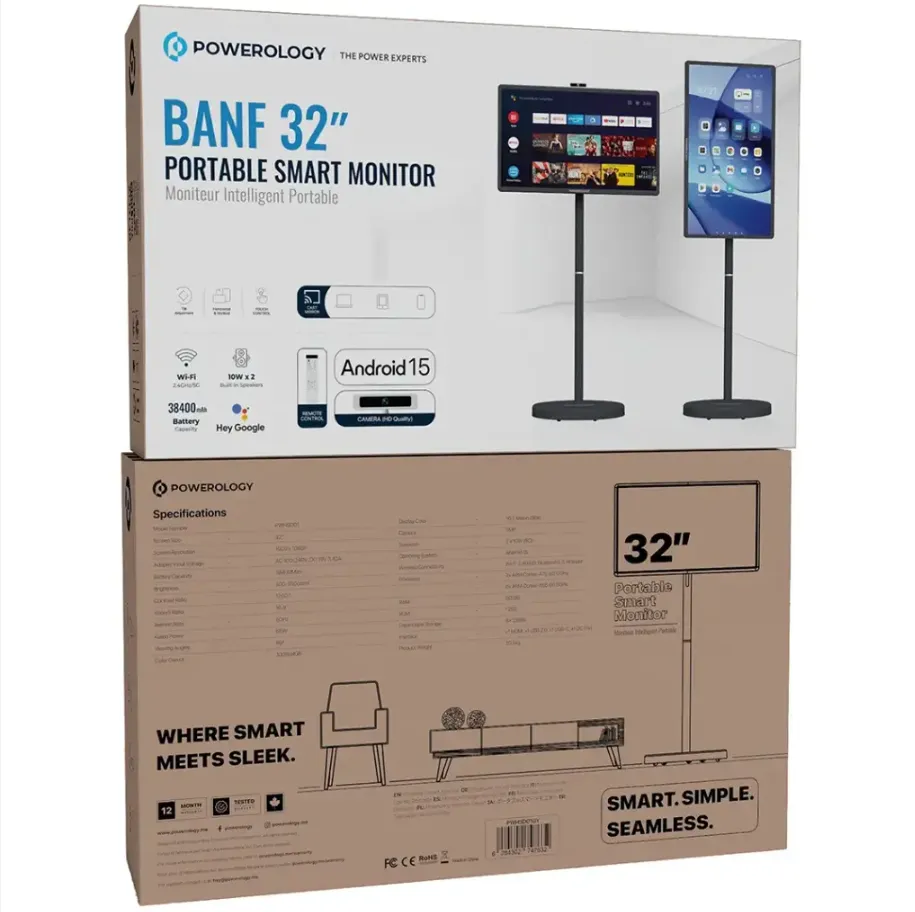 Powerology BAND 32 Portable Smart Monitor in Oman – Immersive 32-Inch Smart Display - Image 4