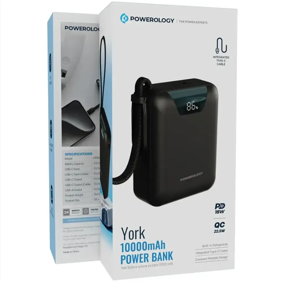 Powerology York 10000mAh Power Bank in Oman – Compact Fast Charging Backup - Image 3