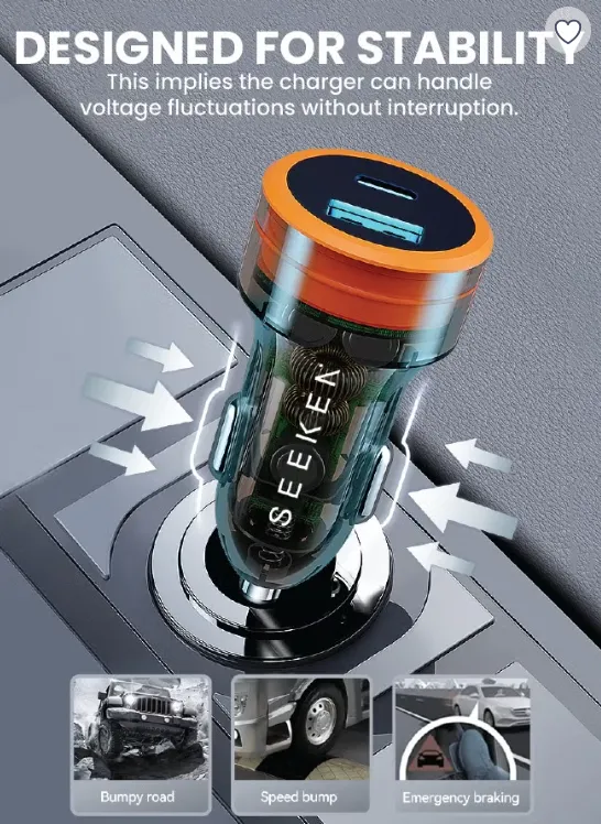 HiCell Dual Port 38W Car Charger + Cable in Oman – Fast Dual Device Charging - Image 4