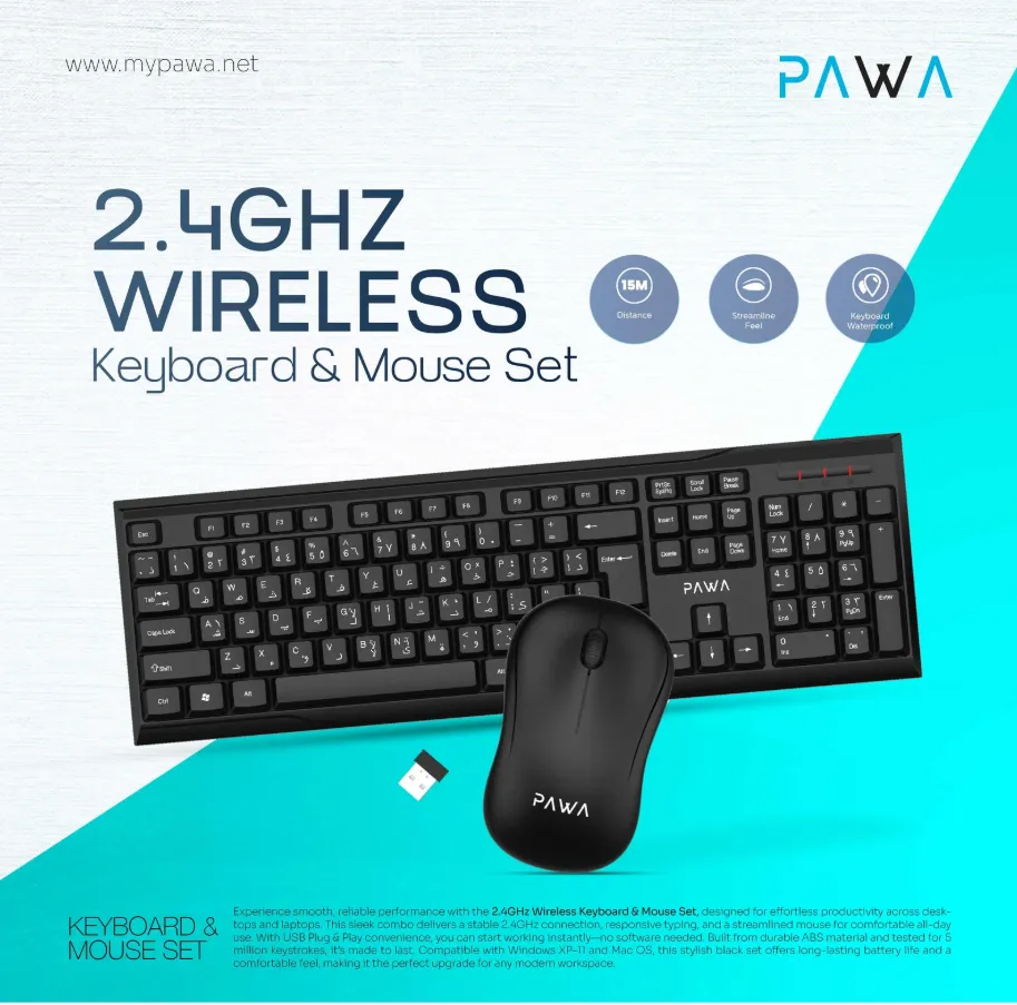 Pawa 2.4Ghz Wireless Keyboard & Mouse Combo in Oman – Reliable Wireless Productivity - Image 6