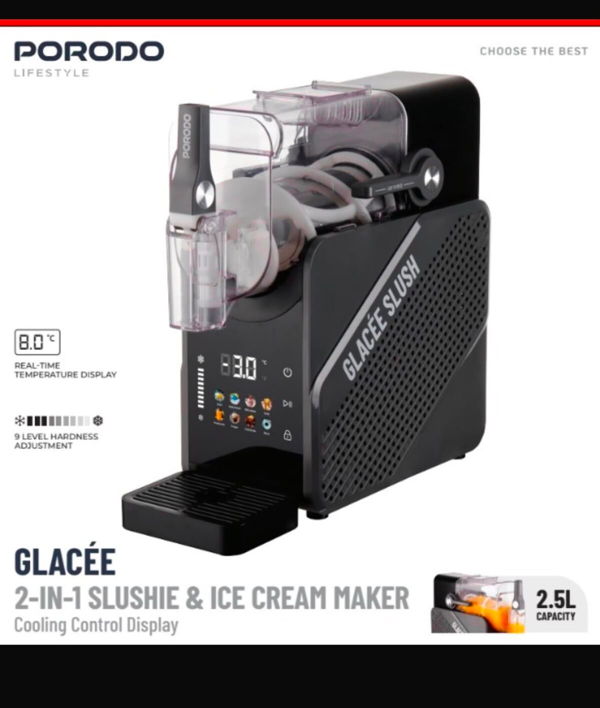 Porodo Glacée 2-in-1 Slushie and Ice Cream Maker in Oman at Sky Gadgets