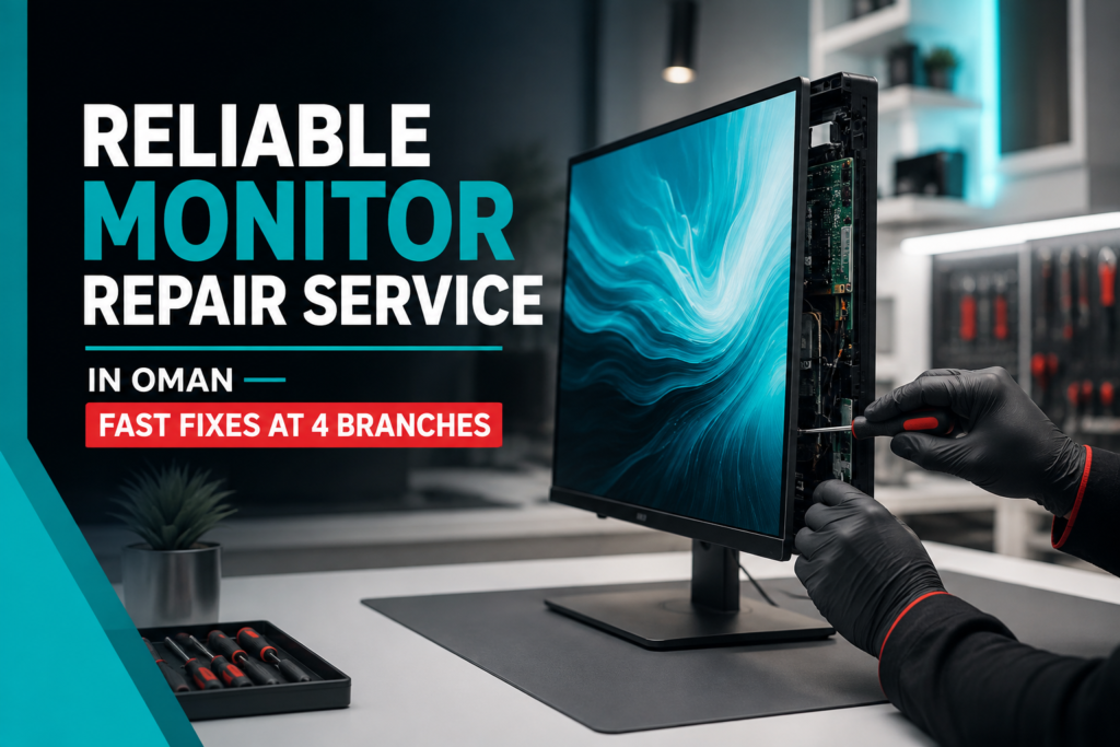 Reliable monitor repair services in Oman with fast fixes at 4 branches