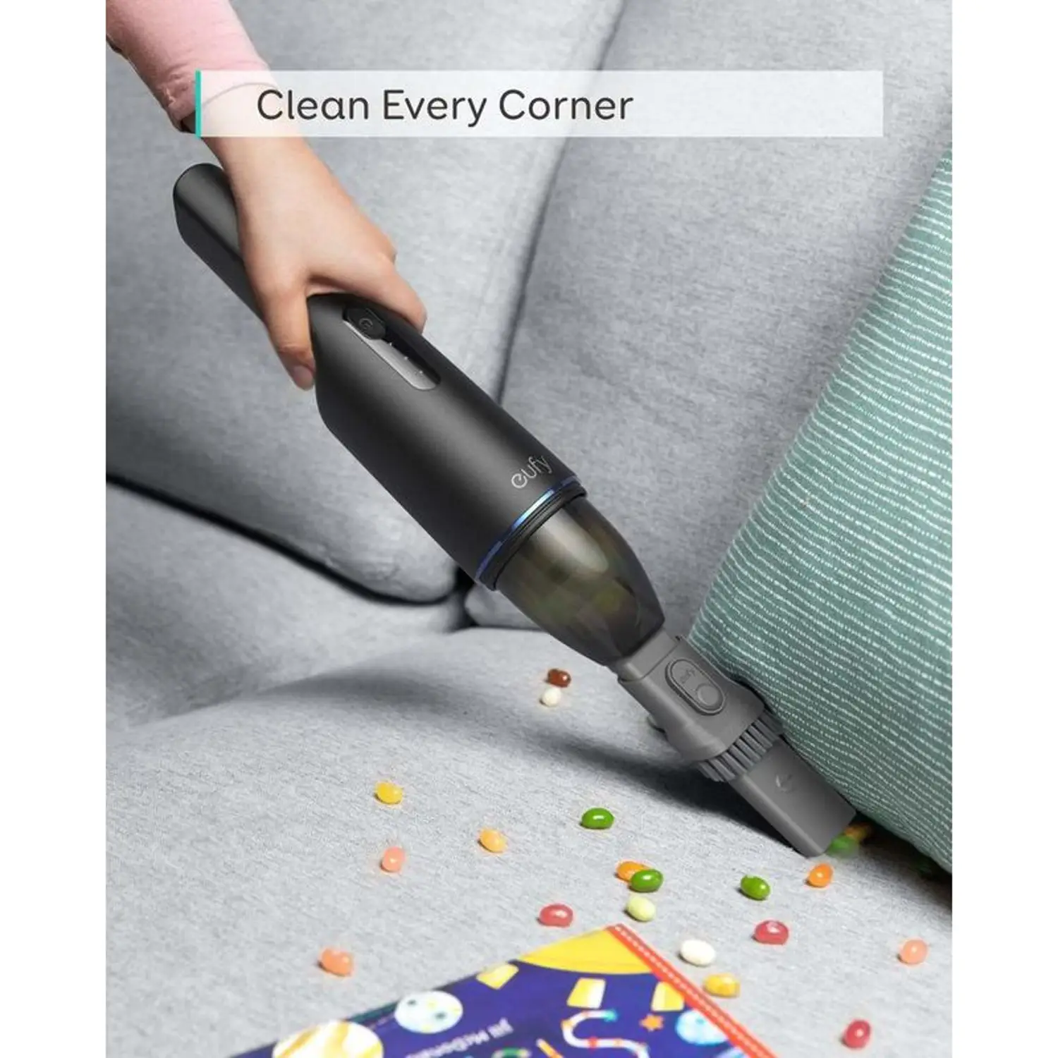 Eufy By Anker Homevac H11 Cordless Handheld Vacuum Cleaner Eufy By Anker Homevac H11 Cordless Handheld Vacuum Cleaner T2520K31 in use