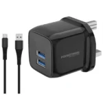 Pawa Dual USB Port Adapter 3.1A + Type C Cable PW-PM2U31UKT in Oman