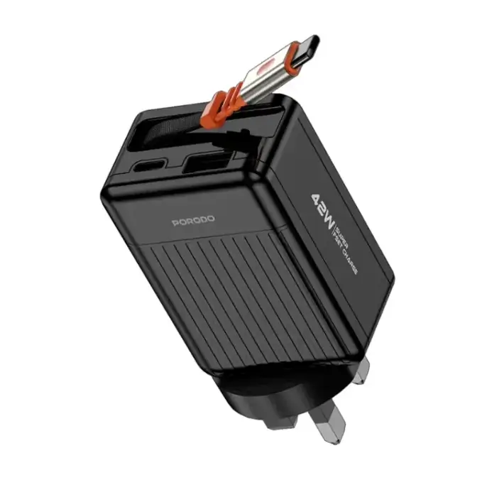 Porodo 75cm Retractable Type-C Super Quick Charger Usb-Usb-C output -FWCH054 in Oman Porodo 75cm Retractable Type-C Super Quick Charger Usb-Usb-C output -FWCH054 in Oman