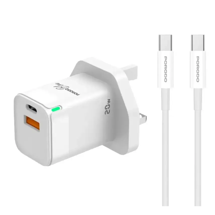 Porodo Blue Dual Port USB-A + USB-C Ultra Quick PB-FWCH036 in Oman Porodo Blue Dual Port USB-A + USB-C Ultra Quick PB-FWCH036 in Oman