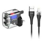 Porodo Dual Output Transparent Charger With Usb A To Lightning Cable T12WDAUKL in Oman
