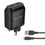 Porodo Dual USB Wall Charger Black PD-0203LU2-BK in Oman