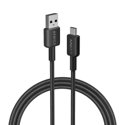 Anker 322 Usb-A To Usb-C Cable 6Ft Nylon A81h6h11.bk Anker 322 Usb-A To Usb-C Cable 6Ft Nylon A81h6h11.bk front view