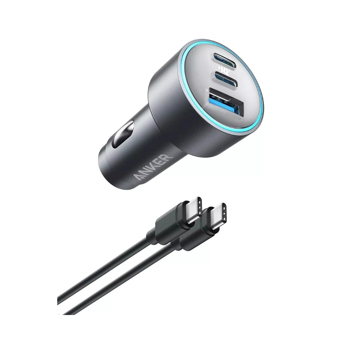 Anker 335 Car Charger 67W With 3ft C to C Cable An.B2736H11 Anker 335 Car Charger 67W With 3ft C to C Cable An.B2736H11 front view