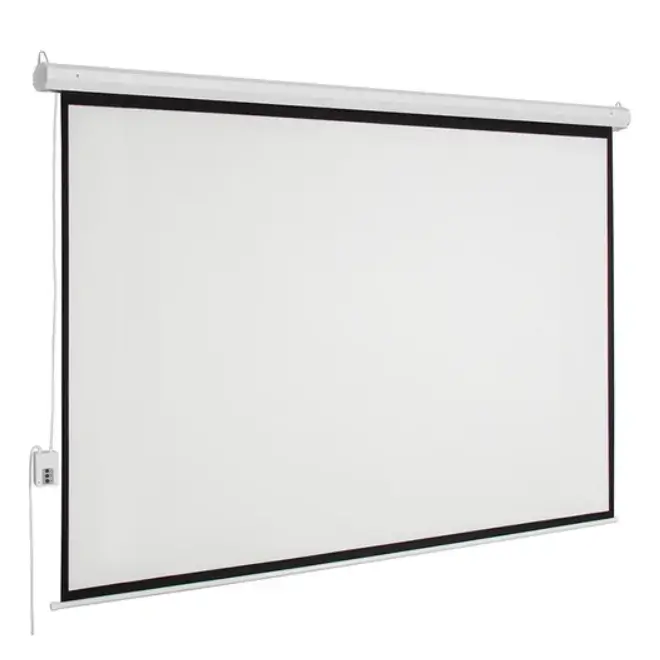 Tech-Com Projector Screen 2*2meter Manual in Oman Motorized wall-mount projector screen in Oman at Sky Gadgets