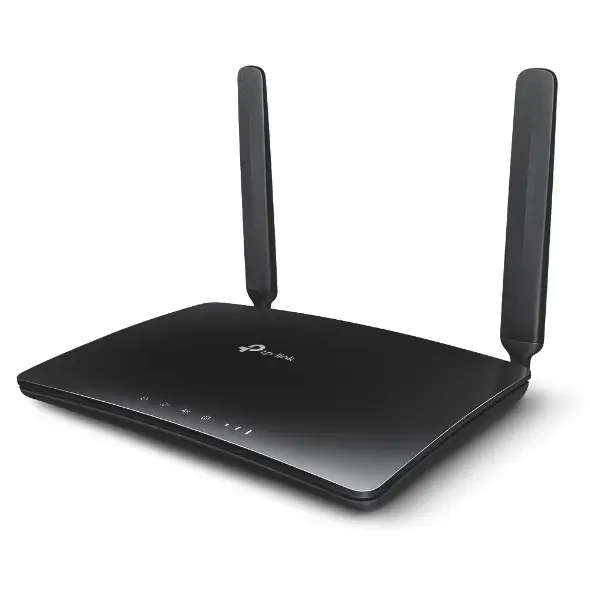 TP-Link black Wi-Fi router with dual antennas and front status LEDs TP-Link Wi-Fi router with dual antennas in Oman at Sky Gadgets