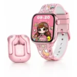 Pink kids smartwatch and wireless earbuds set in Oman at Sky Gadgets